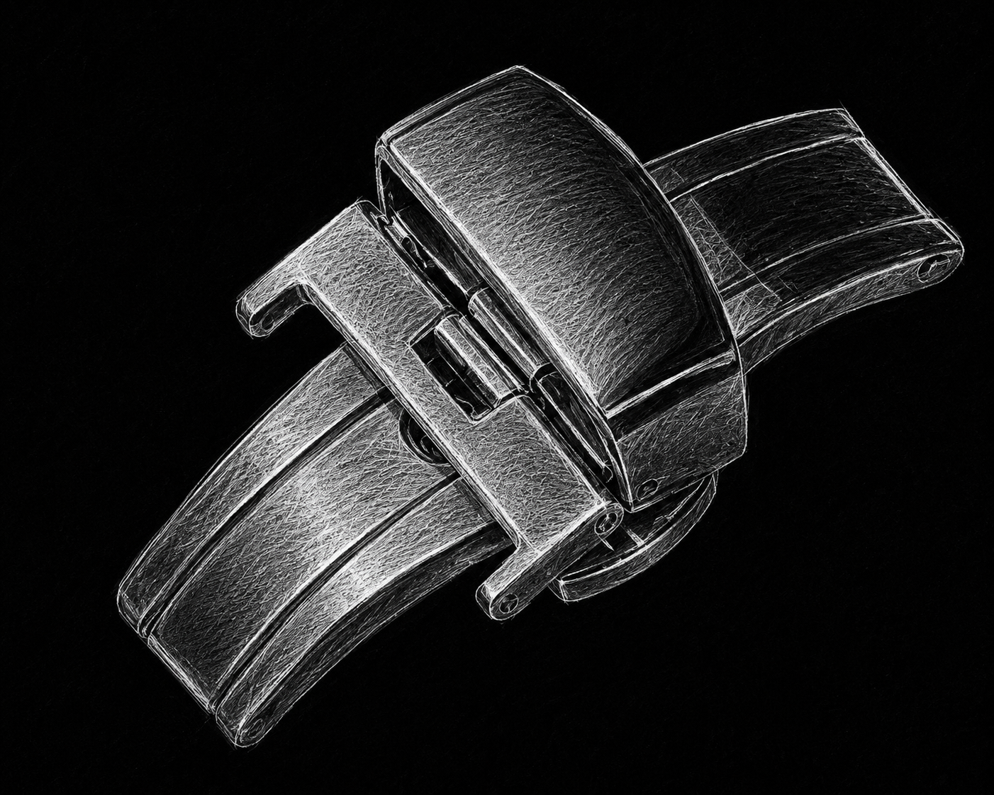 Technical sketch of the deployant clasp closed locking mechanism